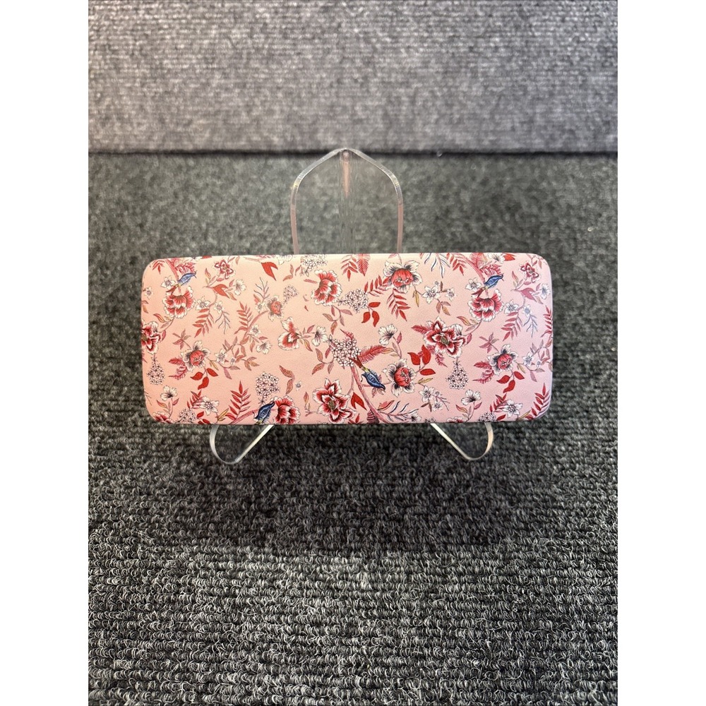 Kensie~Hard Eyeglasses/Sunglasses Case~Pink/Floral  Pattern~Clamshell~NEW
